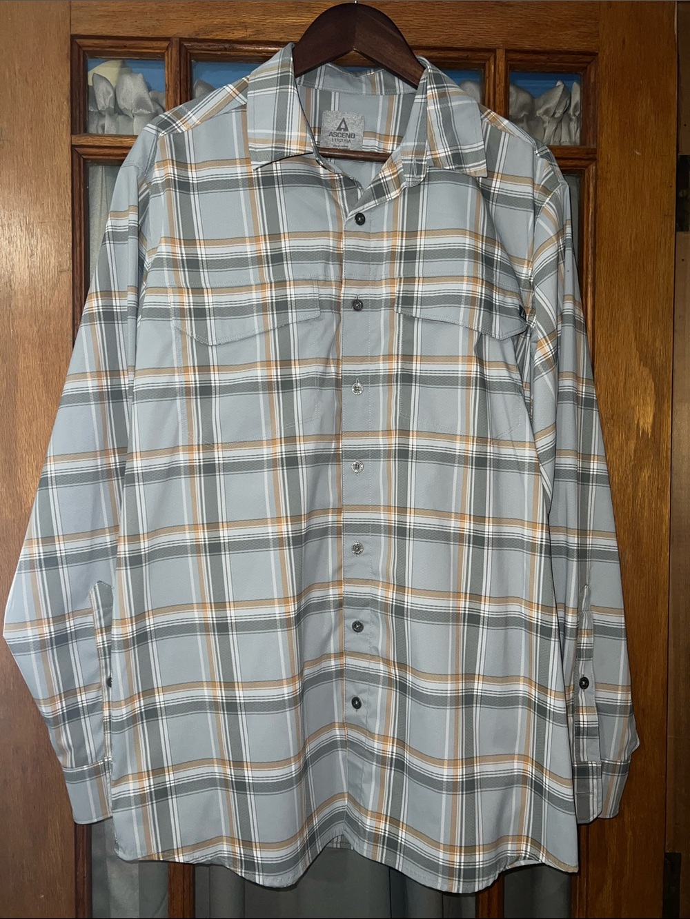 Ascend Plaid Shirt in Light Gray, Tan & White